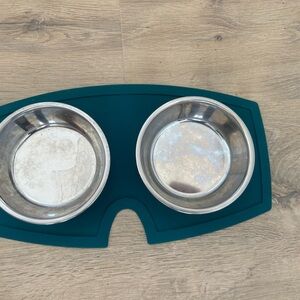 PETCO Every Yay Teal Silicone Double Puppy Stainless Steel Bowls